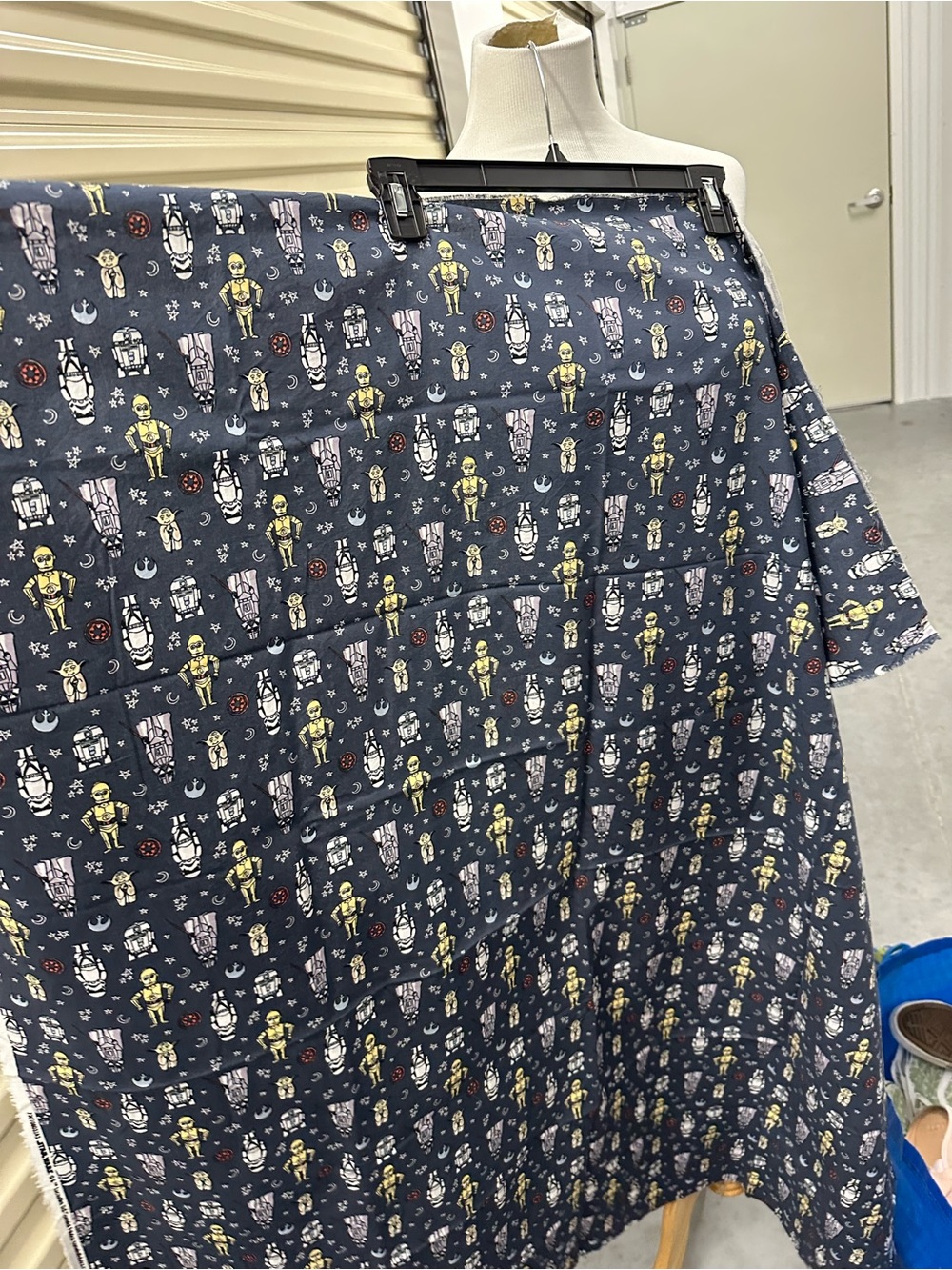 Star Wars Navy Fabric with Yellow and Light Gray Droids